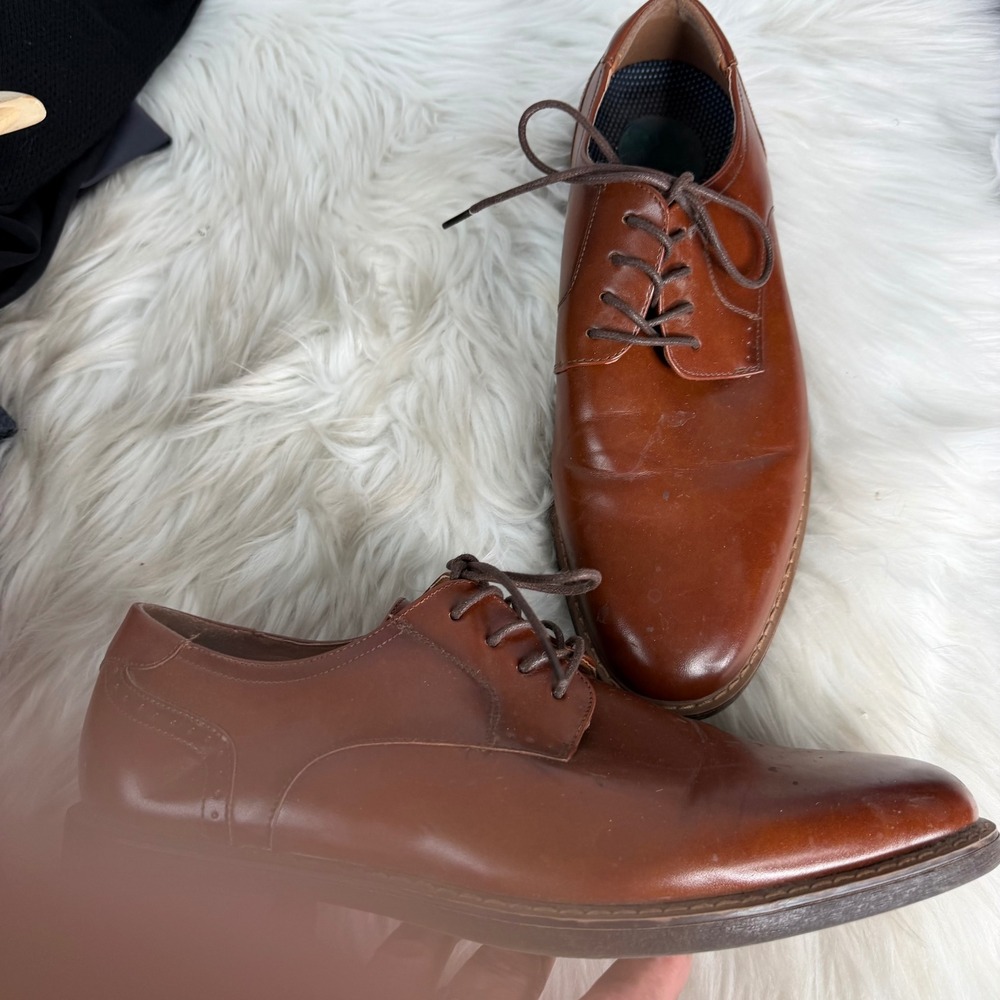 Nunn Bush Mens Comfort Gel Brown Plain Toe Oxford Dress Shoes 81074-221 9.5M